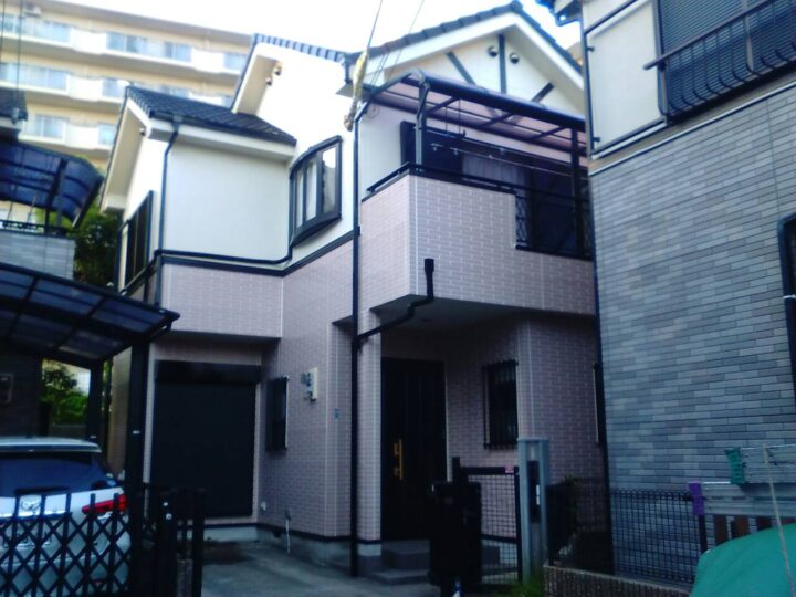 神戸市須磨区 １Ｆのボードはタイル地を活かした施工 – 兵庫県神戸市須磨区Ｉ様邸の外壁塗装・屋根塗装